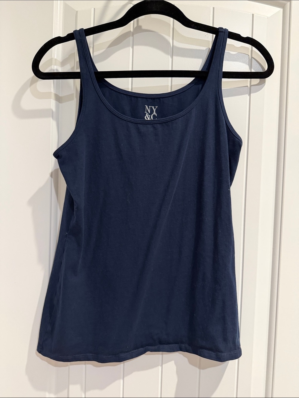 New York & Company Navy Blue Scoop Neck Tank Top